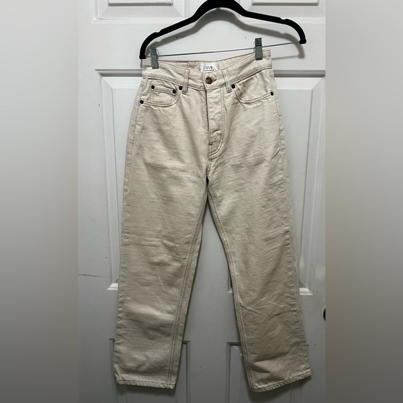 Victoria Beckham Pants - Victoria Beckham Ivory High Rise Straight Leg Denim Jeans Size 26